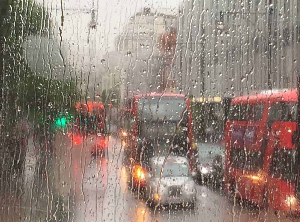 rain on a car window